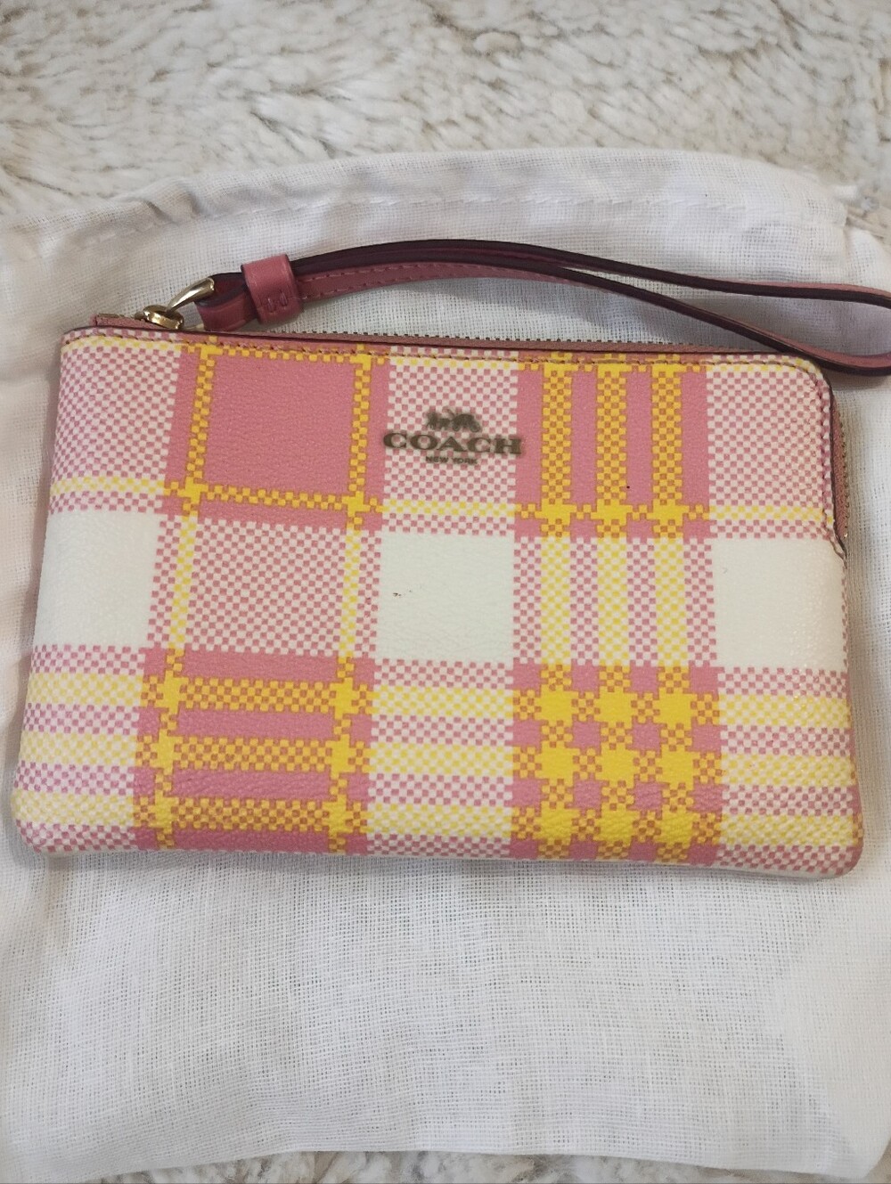 Coach Garden Plaid Print Wristlet